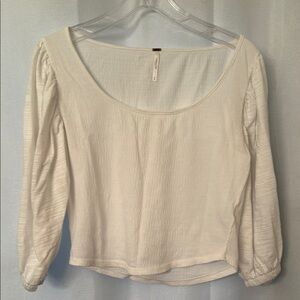 Free People White Long Sleeve Top